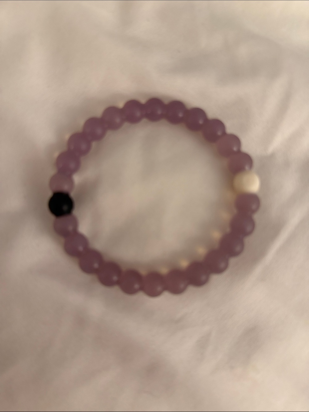 Lokai Purple Beaded Bracelet with Black and White Beads Alzheimer’s awareness